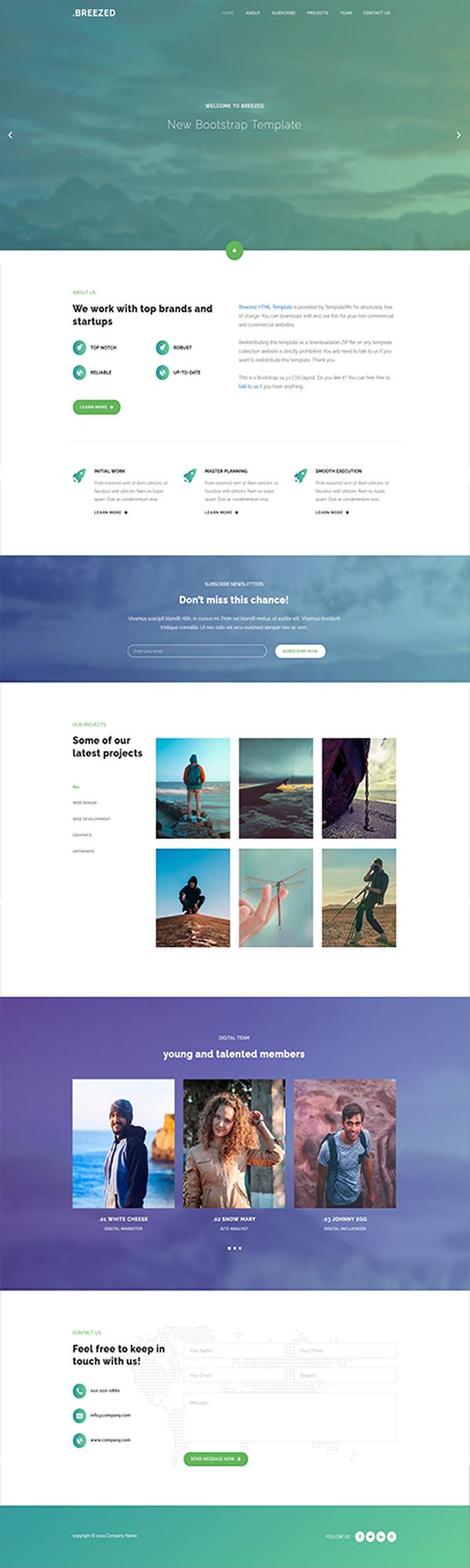 Breezed Two-Page Website Template